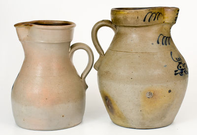 Two Massachusetts Stoneware Pitchers