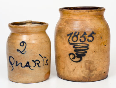 Two Northeastern U.S. Cobalt-Decorated Stoneware Jars