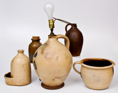 Five American Salt-Glazed Stoneware Articles, 19th century