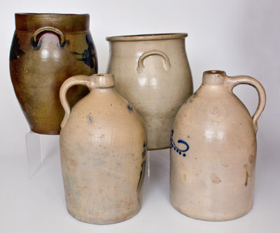 Four Pieces of Cobalt-Decorated American Stoneware, 19th century