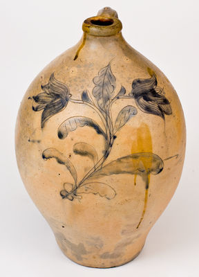 Fine Three-Gallon Incised Stoneware Jug, probably George Lent, Troy, New York, circa 1820