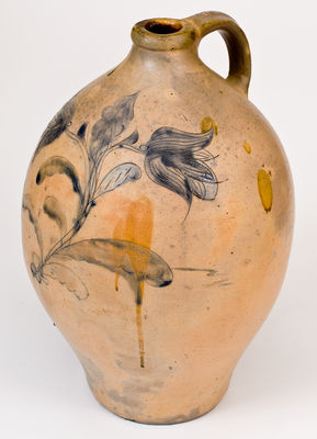 Fine Three-Gallon Incised Stoneware Jug, probably George Lent, Troy, New York, circa 1820