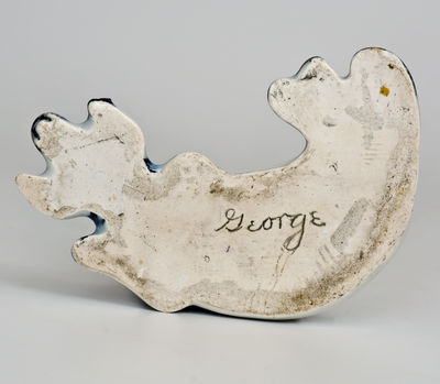 Lot of Three: Hand-Modeled Stoneware Dogs, possibly Ohio or Pfaltzgraff (York, PA), circa 1900