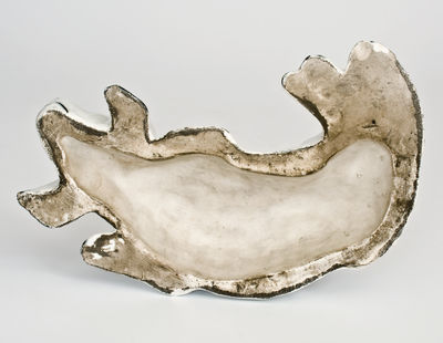 Lot of Three: Hand-Modeled Stoneware Dogs, possibly Ohio or Pfaltzgraff (York, PA), circa 1900