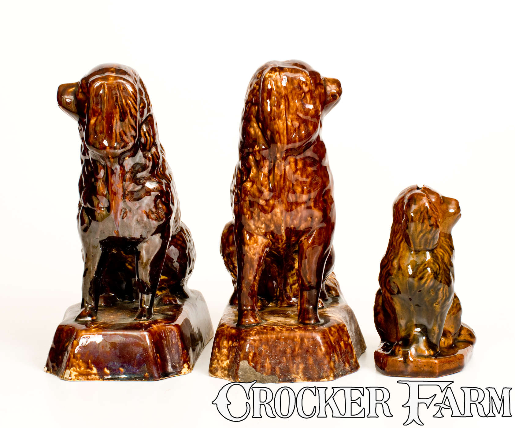 Spaniel Rockingham Three Rockingham-Glazed Spaniel Figures, second half 19th century ...