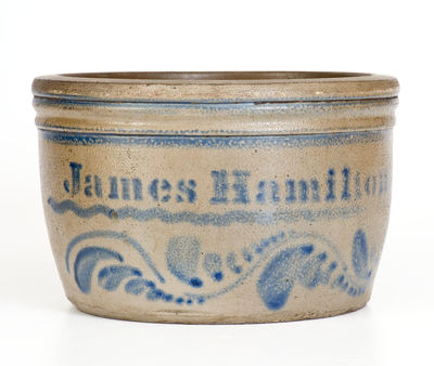 Rare James Hamilton & Co. (Greensboro, PA) Cobalt-Decorated Stoneware Bowl