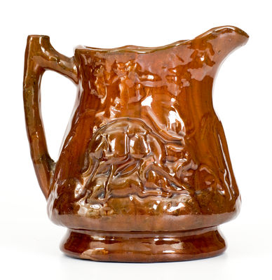 Scarce JOHN W BELL / Waynesboro, Pa Redware Hunt Scene Pitcher