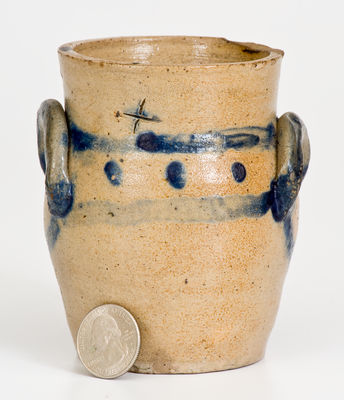 Rare Miniature New York State Cobalt-Decorated Stoneware Jar, circa 1825