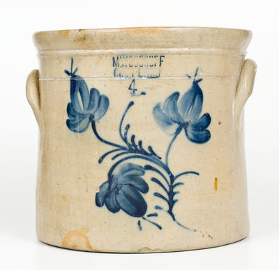 M. WOODRUFF / CORTLAND, New York Four-Gallon Stoneware Crock