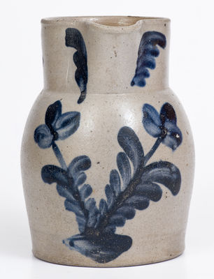 Quart-Sized Baltimore, MD Stoneware Pitcher with Cobalt Floral Decoration