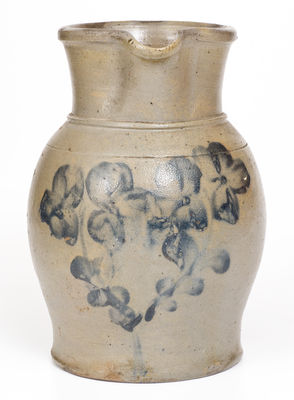 One-Gallon Baltimore Stoneware Pitcher with Cobalt Clover Decoration