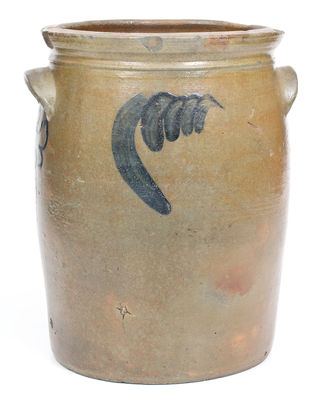 Unusual Two-Gallon Cobalt-Decorated Virginia Stoneware Jar