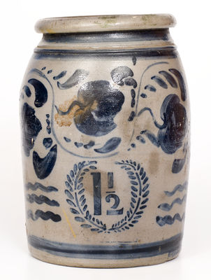 Fine One-and-a-Half-Gallon Western PA Stoneware Jar w/ Profuse Cobalt Decoration