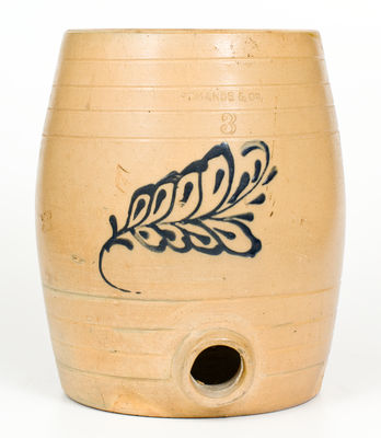 EDMANDS & CO. (Charlestown / Boston, MA) Stoneware Keg w/ Cobalt Leaf Decoration