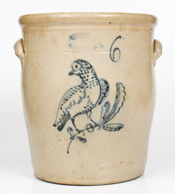 Six-Gallon J. BURGER JR. / ROCHESTER, N.Y. Stoneware Bird Jar