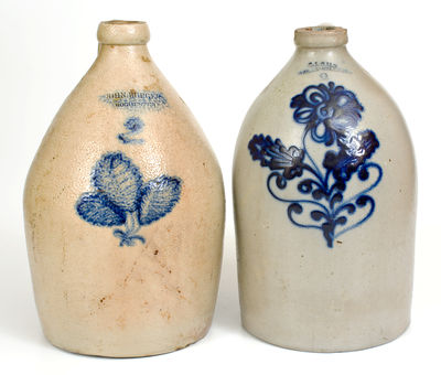 Two Cobalt-Decorated NY State Stoneware Jugs, third quarter 19th century