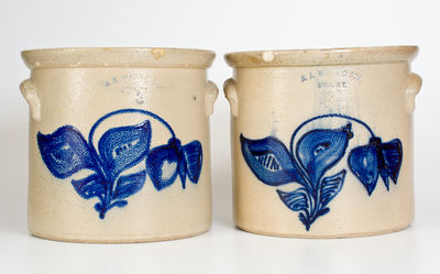 Pair of Three-Gallon N.A. WHITE & SON, / UTICA, N.Y. Stoneware Crocks