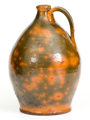 Fine New England Redware Jug,possibly North Shore, MA origin, early 19th century