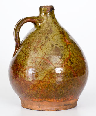 Fine Green-Glazed New England Redware Jug, late 18th or early 19th century