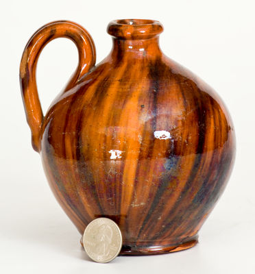 Fine Small-Sized Redware Jug w/ Manganese Decoration, probably Pennsylvania