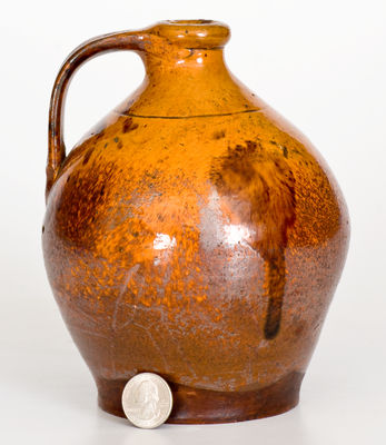 New England Redware Jug w/ Manganese Decoration, early to mid 19th century