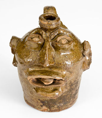 Exceptional Edgefield District, SC Stoneware Face Jug, Lewis Miles' Stony Bluff Manufactory