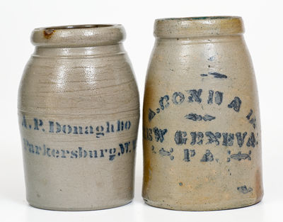 Lot of Two: Cobalt-Stenciled Stoneware Canning Jars, Western PA and West Virginia