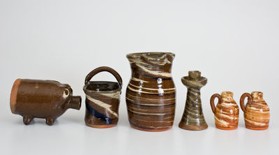 Six Pieces of Burlon B. Craig, Vale, NC Alkaline-Glazed Stoneware