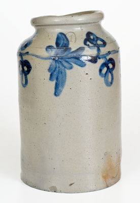 One-Gallon attrib. Henry H. Remmey, Philadelphia, PA Stoneware Jar w/ Cobalt Floral Decoration