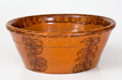 Large Manganese-Decorated Philadelphia Redware Bowl, attrib. Thomas Haig or James / Thomas Haig, Jr.