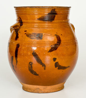 Manganese-Decorated Norwalk, CT Redware Jar, second quarter 19th century.