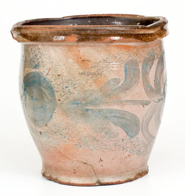 Very Rare J. BELL (John Bell, Chambersburg or Waynesboro, PA) Tin-Glazed Redware Jar w/ Profuse Decoration