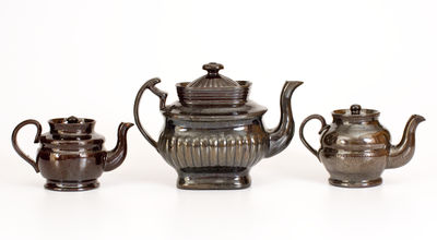 Three Glazed Philadelphia Redware Teapots, circa 1815-1830