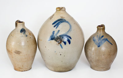 Three Northeastern U.S. Cobalt-Decorated Stoneware Jugs, 19th century