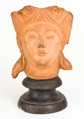 Extremely Rare Terra Cotta Face Vase, Inscribed 