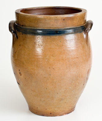 C. CROLIUS / MANUFACTURER / NEW-YORK Cobalt-Decorated Stoneware Jar