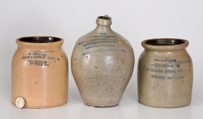 Three Small-Sized Pieces of Buffalo, NY Advertising Stoneware, 19th centuy