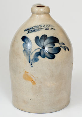 1 Gal. COWDEN & WILCOX / HARRISBURG, PA Stoneware Jug w/ Floral Decoration