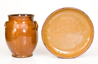 Two Pieces of Glazed NY State Redware, 19th century