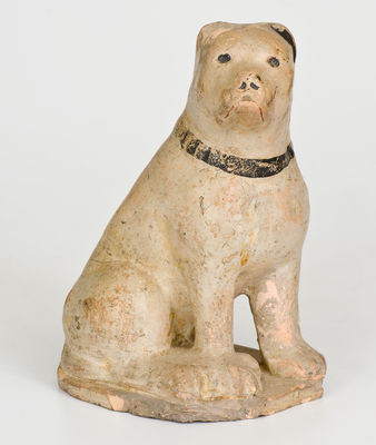 Cold-Painted Stoneware Dog Bank, Midwestern origin, possibly Indiana