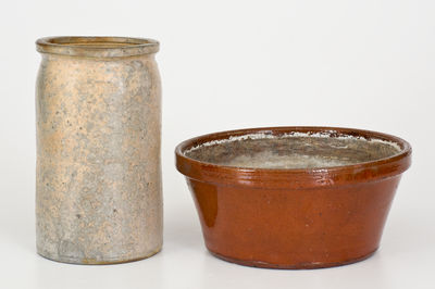 Two Pieces of Bell Pottery, Waynesboro, Pennsylvania origin, circa 1850-80