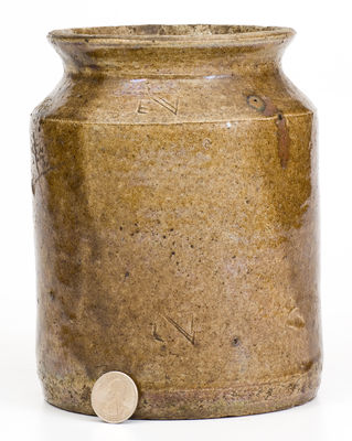 Rare Small-Sized Jar with Alkaline Glaze and Double Letter Stamp, possibly Georgia origin