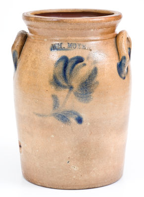 One-Gallon WM. MOYER (Harrisburg) Stoneware Jar w/ Cobalt Floral Decoration