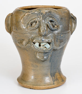 Rare Glazed Stoneware Face Urn, Southern U.S. origin, 20th century