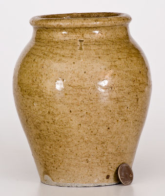 Rare Small-Sized attrib. Pottersville Pottery, Edgefield District, SC Stoneware Jar w/ Stamped 