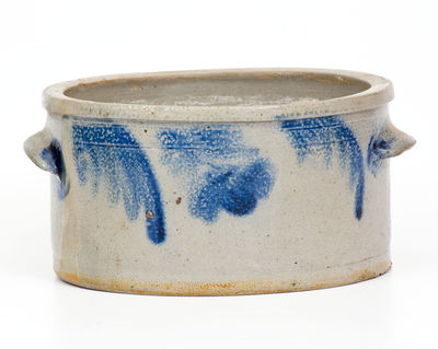 Baltimore Stoneware Butter Crock w/ Cobalt Floral Decoration