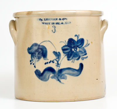 L. LEHMAN / WEST 12 ST, New York City / Manhattan Three-Gallon Stoneware Crock