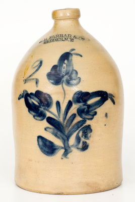 W. H. FARRAR & CO. / GEDDES, NY Stoneware Jug w/ Bold Floral Decoration