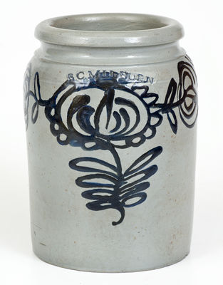 1/2 Gal. B. C. MILBURN / ALEXA. Stoneware Jar with Slip-Trailed Decoration