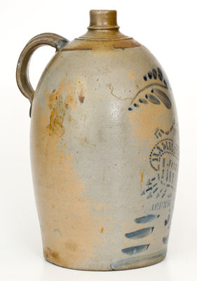 Two-Gallon HAMILTON AND / JONES / GREENSBORO, PA Jug w/ Shield Decoration